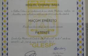 Maçom Emérito - Miguel Chibani Bakr